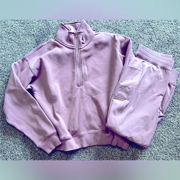 Fabletics Tops - Fabletics Cold Weather Jogger Set, Medium SHORT, Plum Cactus